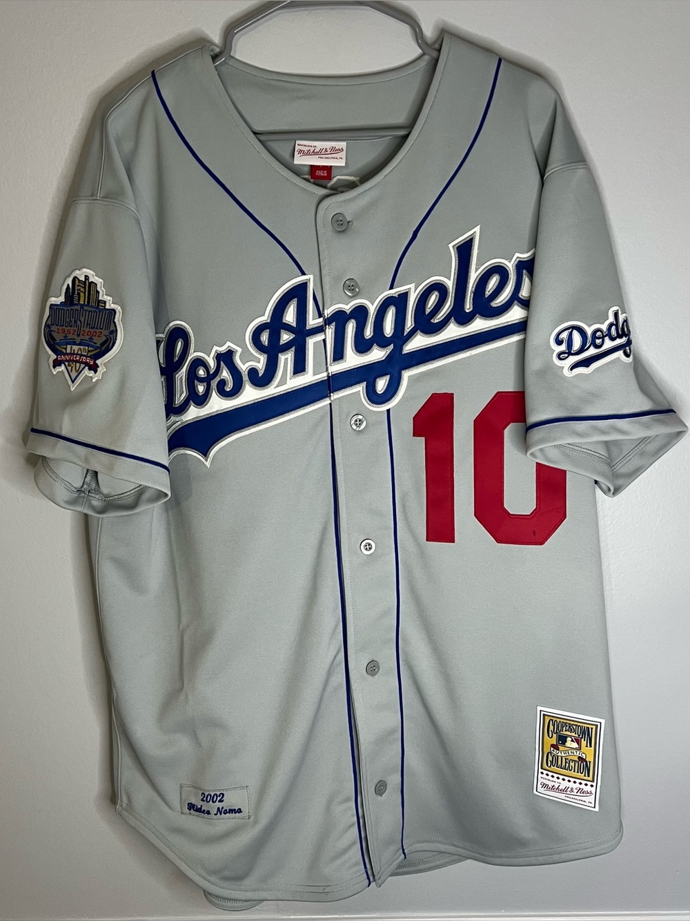 Los Angeles Dodgers Hideo Nomo Jersey Mens XL Grey Mitchell & Ness Baseball MLB